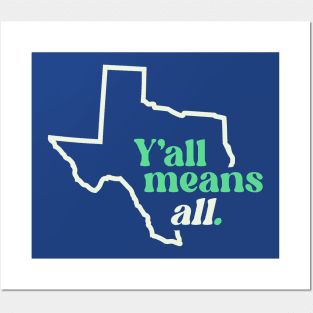 Retro Texas Y'all Means All // Inclusivity LGBT Rights Posters and Art